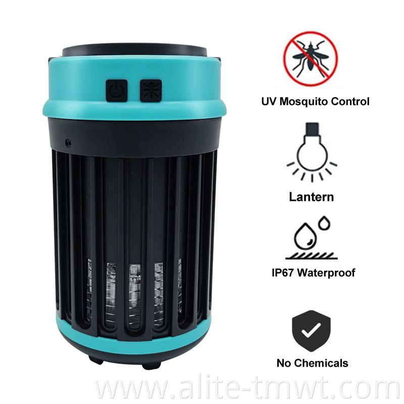 Outdoor Rechargeable Camping Lantern Mosquito Trap Zapper Ultraviolet Insect Killer Lamp With Hook